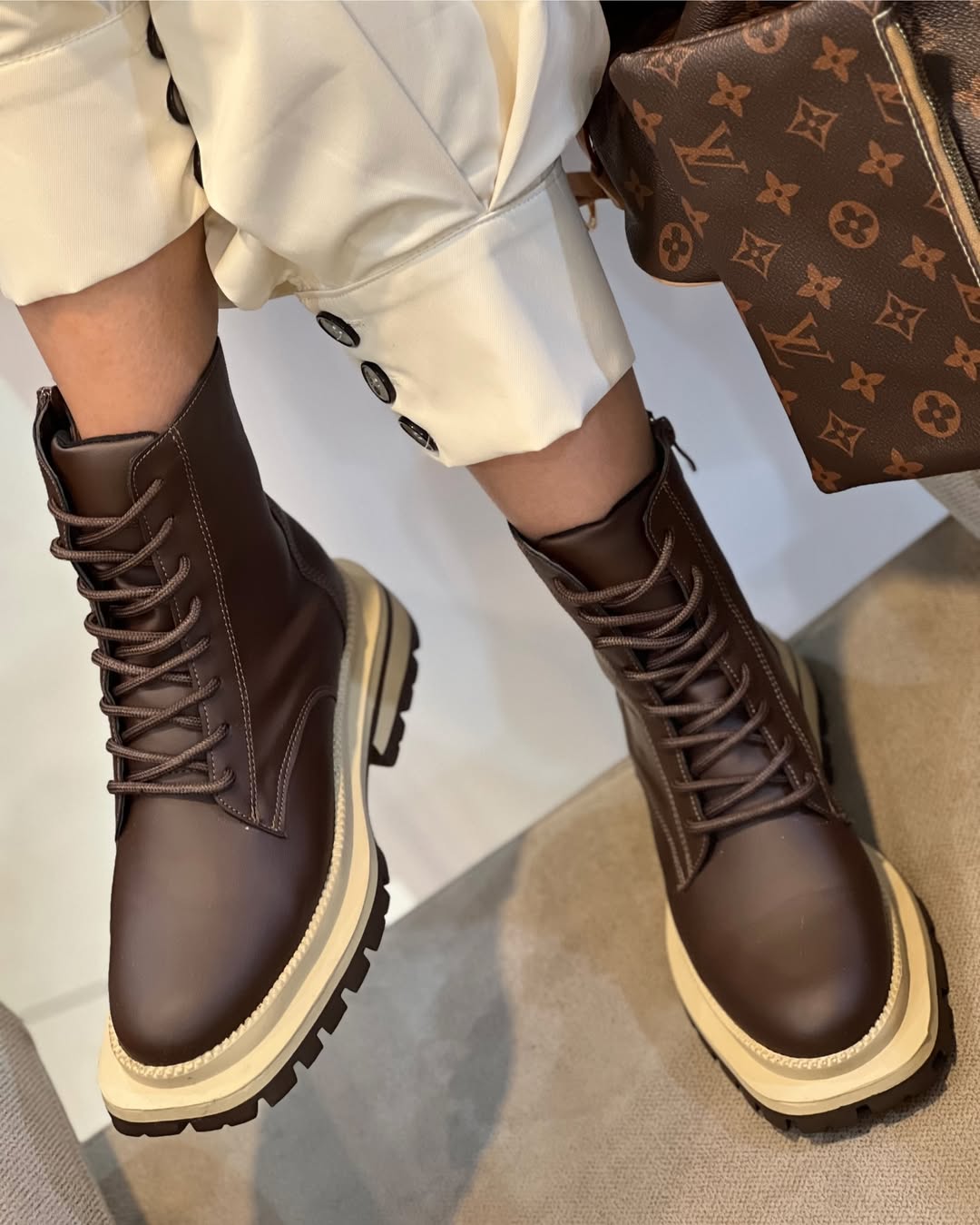 بوت بندی زیره رنگی لوفر قهوه ای